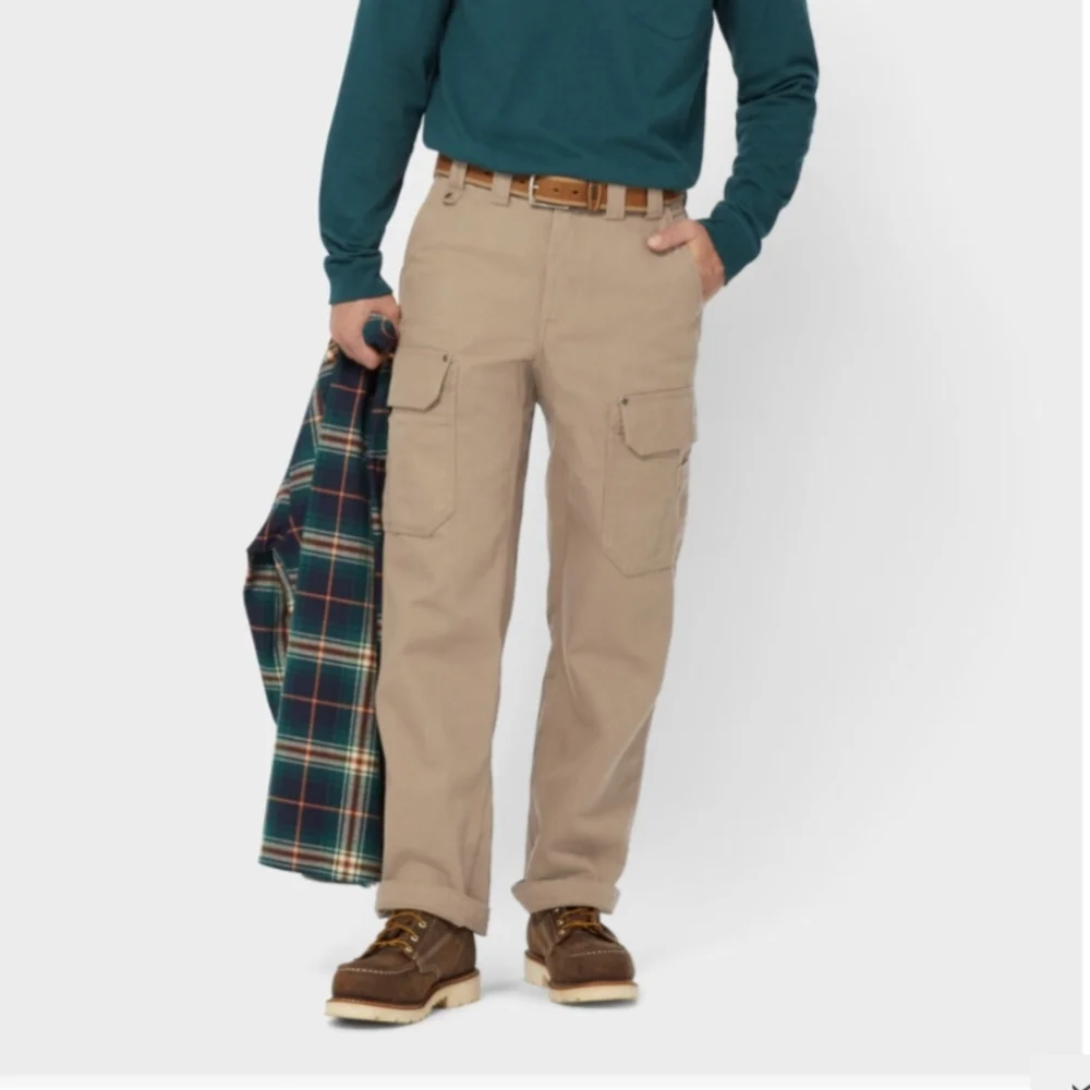 Duluth Dessert Khaki Tan Fire Hose Relaxed Fit Cotton Cargo Pants Men's 36x34